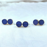 Dark Blue Druzy Electroplated Stud Earrings, Women Stud, Handmade Stud Earrings, Sold By Pair